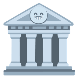 beaming face with smiling eyes and classical building