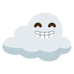 beaming face with smiling eyes and cloud