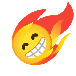 beaming face with smiling eyes and comet