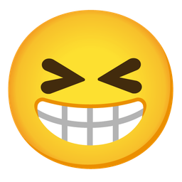 beaming face with smiling eyes and confounded face