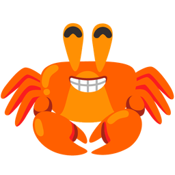 beaming face with smiling eyes and crab