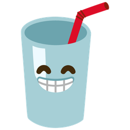 beaming face with smiling eyes and cup with straw