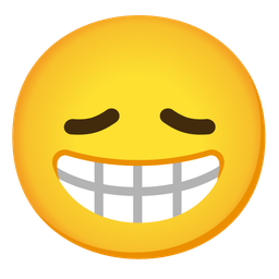 beaming face with smiling eyes and disappointed face