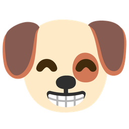 beaming face with smiling eyes and dog face