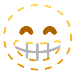 beaming face with smiling eyes and dotted line face