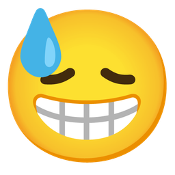 beaming face with smiling eyes and downcast face with sweat