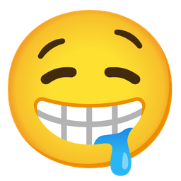 beaming face with smiling eyes and drooling face