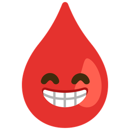 beaming face with smiling eyes and drop of blood