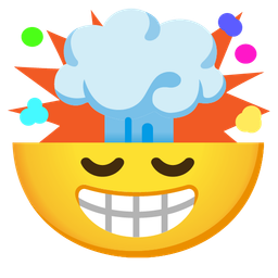 beaming face with smiling eyes and exploding head