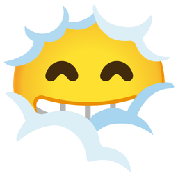beaming face with smiling eyes and face in clouds