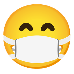 beaming face with smiling eyes and face with medical mask