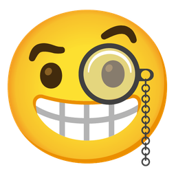 beaming face with smiling eyes and face with monocle