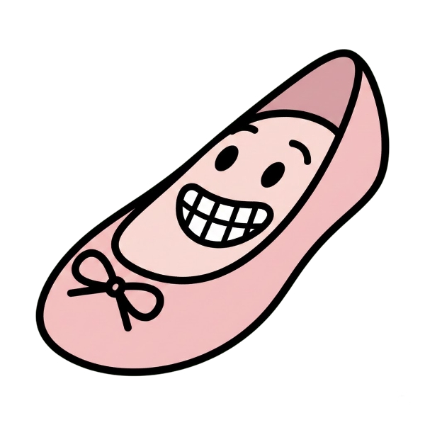 Beaming face with smiling eyes and Flat shoe