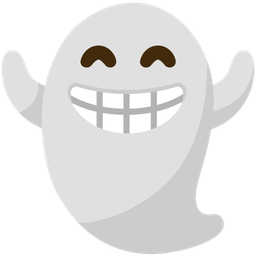 beaming face with smiling eyes and ghost