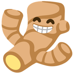 beaming face with smiling eyes and ginger root