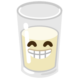 beaming face with smiling eyes and glass of milk