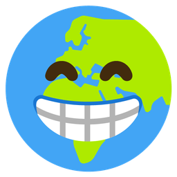beaming face with smiling eyes and globe showing Europe-Africa