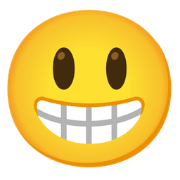 Beaming face with smiling eyes and Grinning face with big eyes