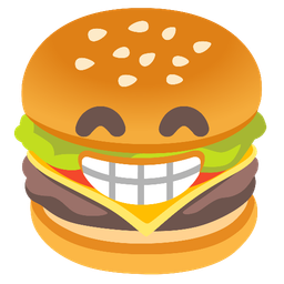 beaming face with smiling eyes and hamburger