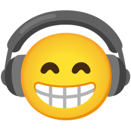 beaming face with smiling eyes and headphone