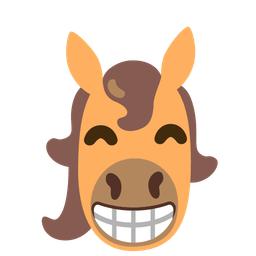 beaming face with smiling eyes and horse