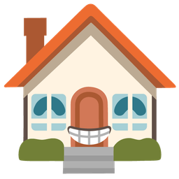 beaming face with smiling eyes and house