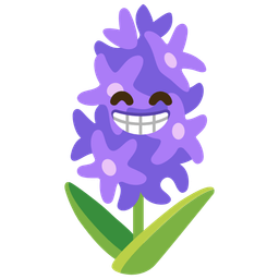 beaming face with smiling eyes and hyacinth