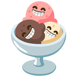 beaming face with smiling eyes and ice cream