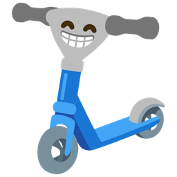 beaming face with smiling eyes and kick scooter