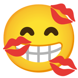 beaming face with smiling eyes and kiss mark