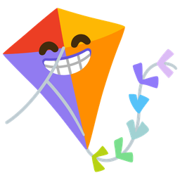 beaming face with smiling eyes and kite