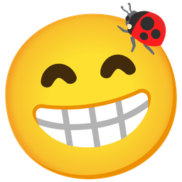 beaming face with smiling eyes and lady beetle