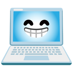 beaming face with smiling eyes and laptop