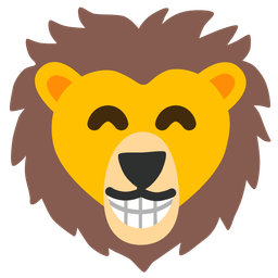 beaming face with smiling eyes and lion