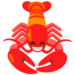 beaming face with smiling eyes and lobster