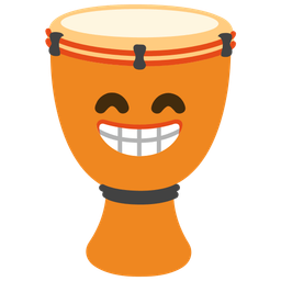 beaming face with smiling eyes and long drum