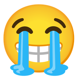 beaming face with smiling eyes and loudly crying face