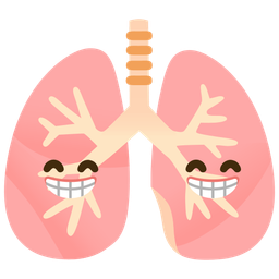 beaming face with smiling eyes and lungs