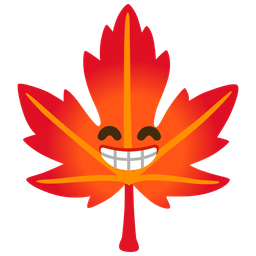 beaming face with smiling eyes and maple leaf