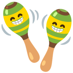 beaming face with smiling eyes and maracas