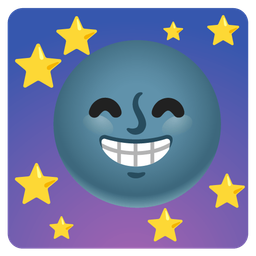 beaming face with smiling eyes and new moon face