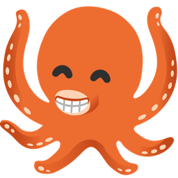 beaming face with smiling eyes and octopus