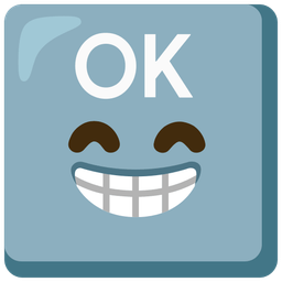 beaming face with smiling eyes and OK button