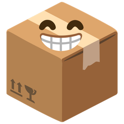 beaming face with smiling eyes and package