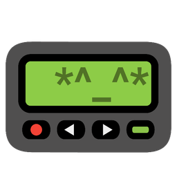 beaming face with smiling eyes and pager