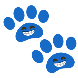 beaming face with smiling eyes and paw prints