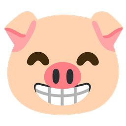 beaming face with smiling eyes and pig face