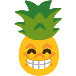 beaming face with smiling eyes and pineapple
