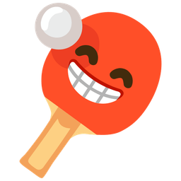 beaming face with smiling eyes and ping pong