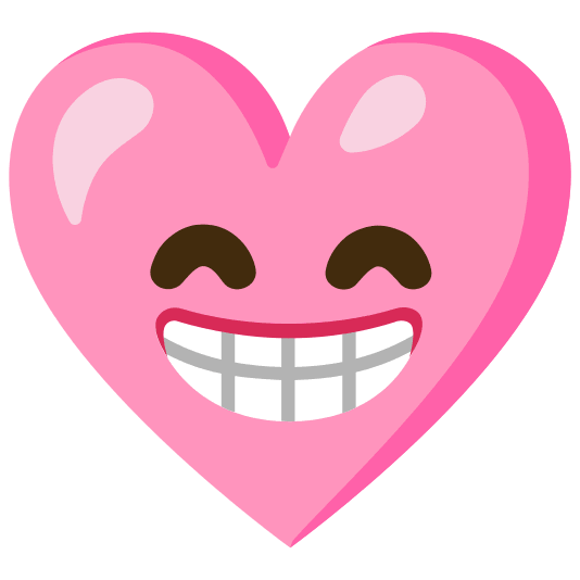Beaming face with smiling eyes and Pink heart